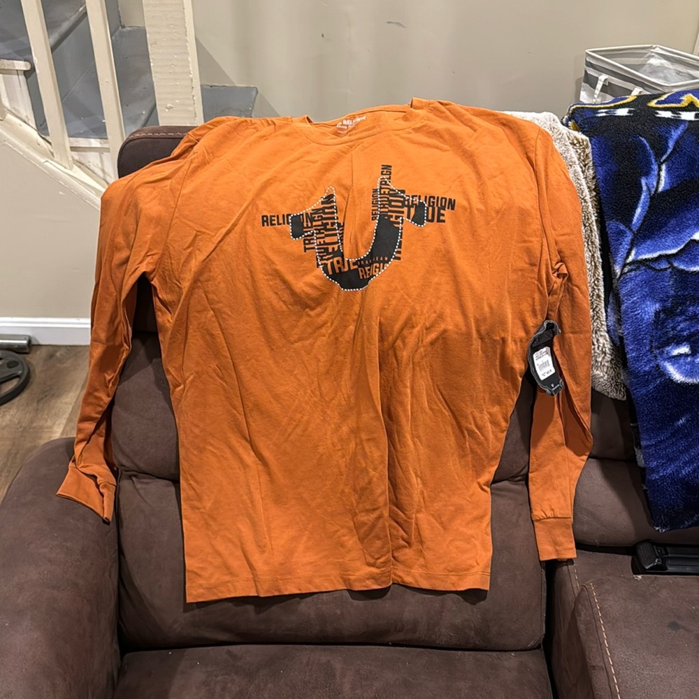 Mens Long sleeve shirt, like a burnt orange color